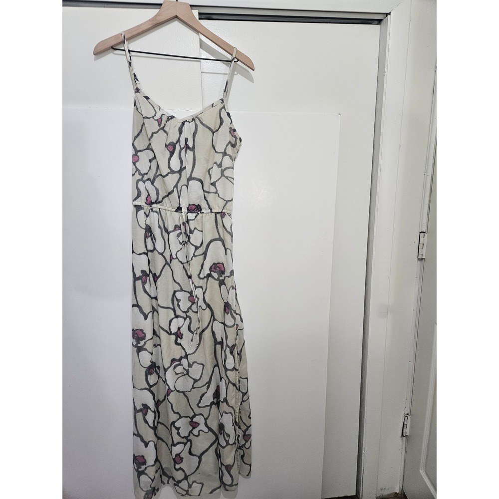 Loft Womens XS Floral Maxi Dress V-Neck Spaghetti Strap Elastic Waist Side Slit